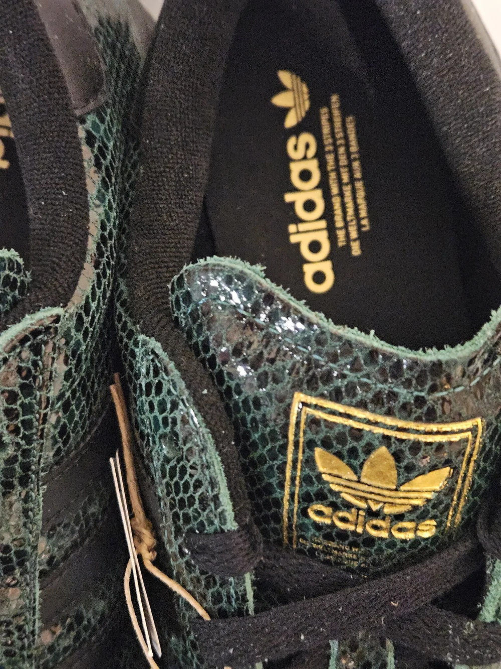 adidas Superstar II Women's Snakeskin Low Top Sneakers Green/Black/Gold JP8159